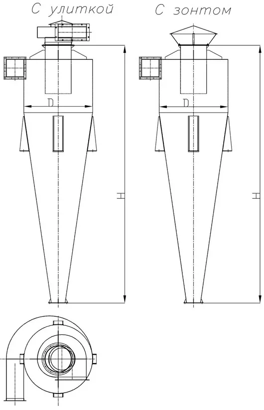 Габаритный чертёж Циклон УЦ-1300