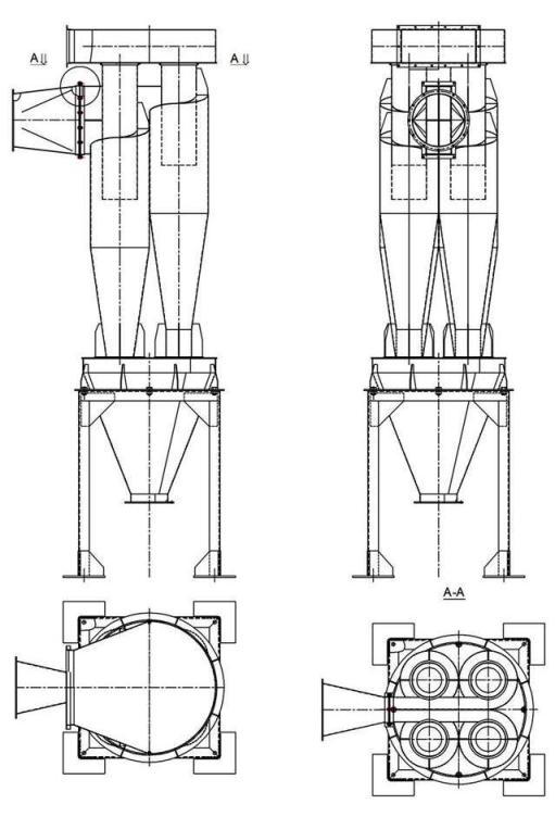 Габаритный чертёж Циклон У21-ББЦ-225