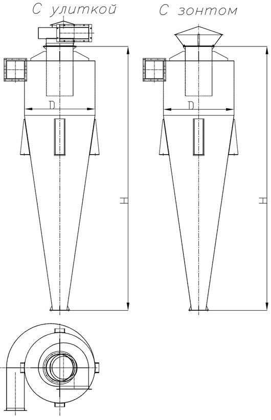 Габаритный чертёж Циклон УЦ-1200