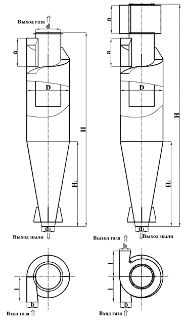 Габаритный чертёж Циклон ЦН-11-400